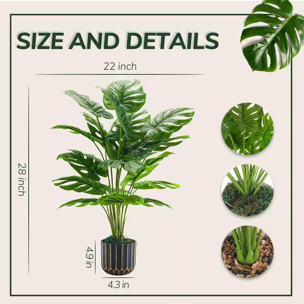 Plants in 28 In. Artificial Monstera Faux Plants Indoor for Living Room Home House Decor