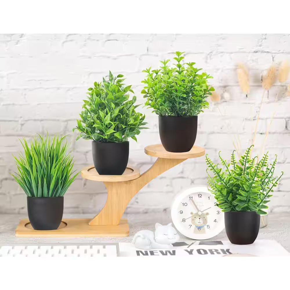 4-Packs Green Artificial Plants Small Faux Plants