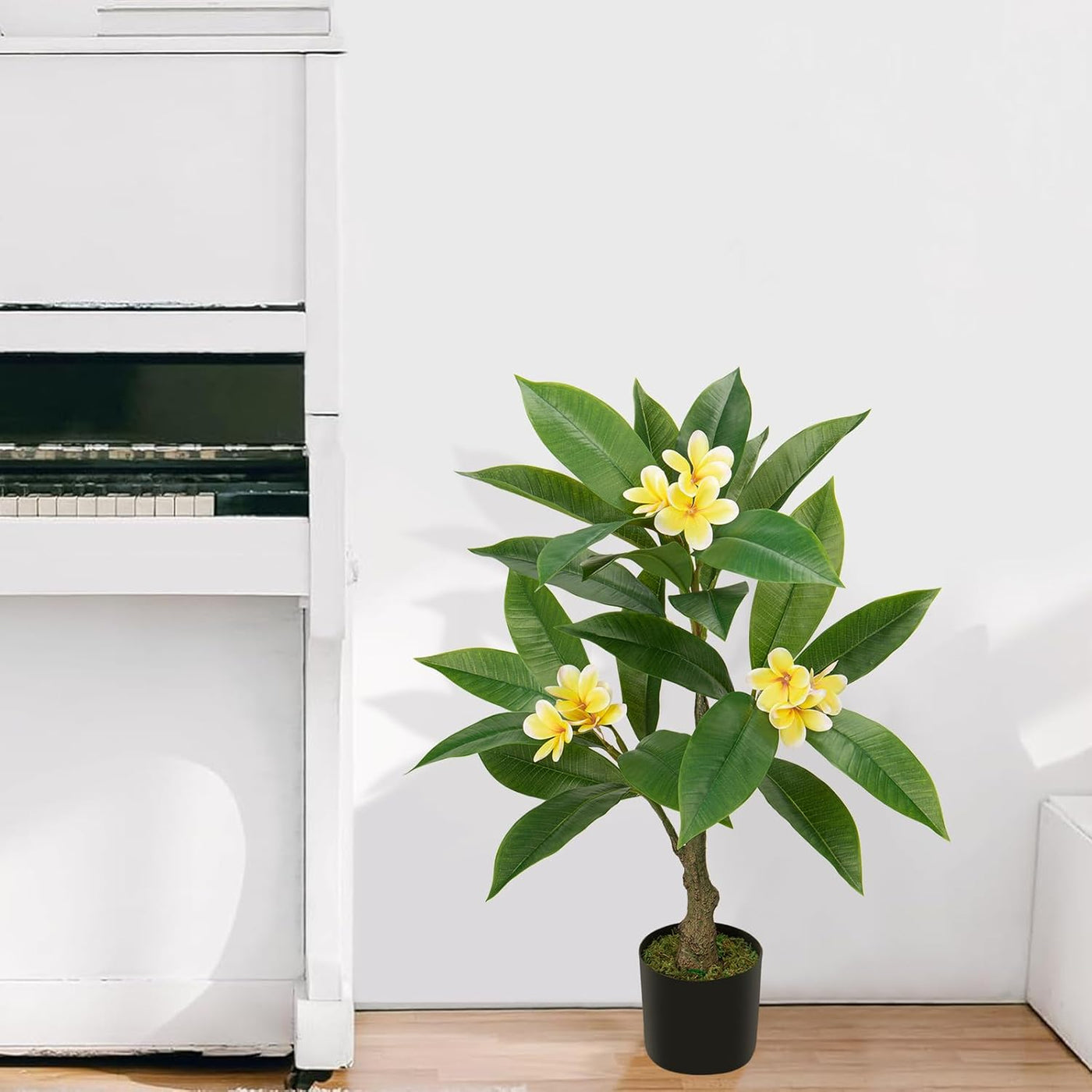 Artificial Plants Indoor 26.77'' Fake Tropical Plumeria Flowers Tree Plants in B