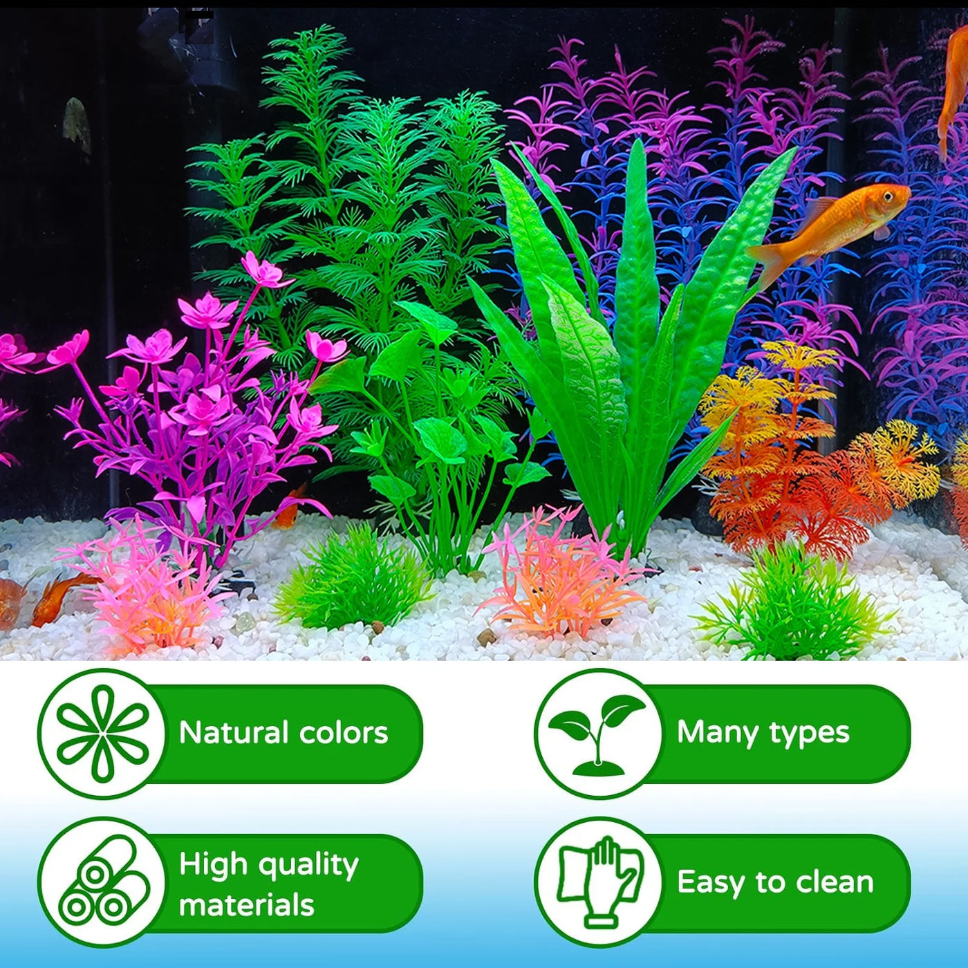 Fish Tank Decorations Plants, 11Pcs Aquarium Decorations Plants, Fish Aquarium Decor Artificial Plant, Fish Aquarium Accessories
