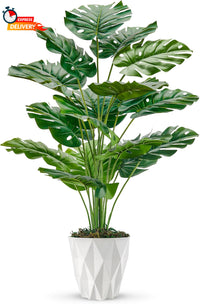 Der Rose 28" Tall Fake Plants Large Artificial Monstera Faux Potted Plants Indoo