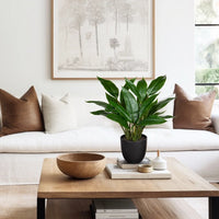 17'' Artificial Potted Plants Fake Greenery Cast Iron Plant Indoor Realistic Faux Plants with Gold Pot Desk Home Decor