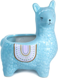 Cute Llama Ceramic Succulent Planter/Plant Pot/Flower Pot/Bonsai Pot, Sky Blue
