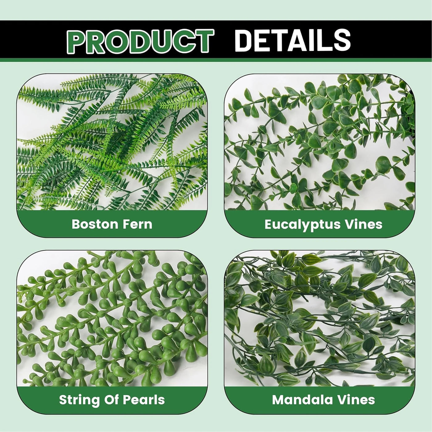 4 Pack Fake Hanging Plants Artificial Decor Faux Potted Greenery Hanging Plants Indoor for Room Home Shelf Outdoor Decor