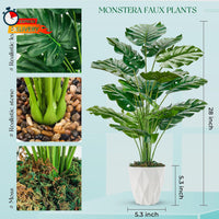 Der Rose 28" Tall Fake Plants Large Artificial Monstera Faux Potted Plants Indoo