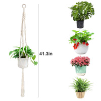 2Pcs Macrame Plant Hangers, Indoor Outdoor Hanging Planter Baskets, Decorative Flower Pot Holders for Succulents Cacti Herbs, Boho Home Decor