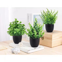 12 Pack Green Artificial Plants Small Faux Plants in Black Pot