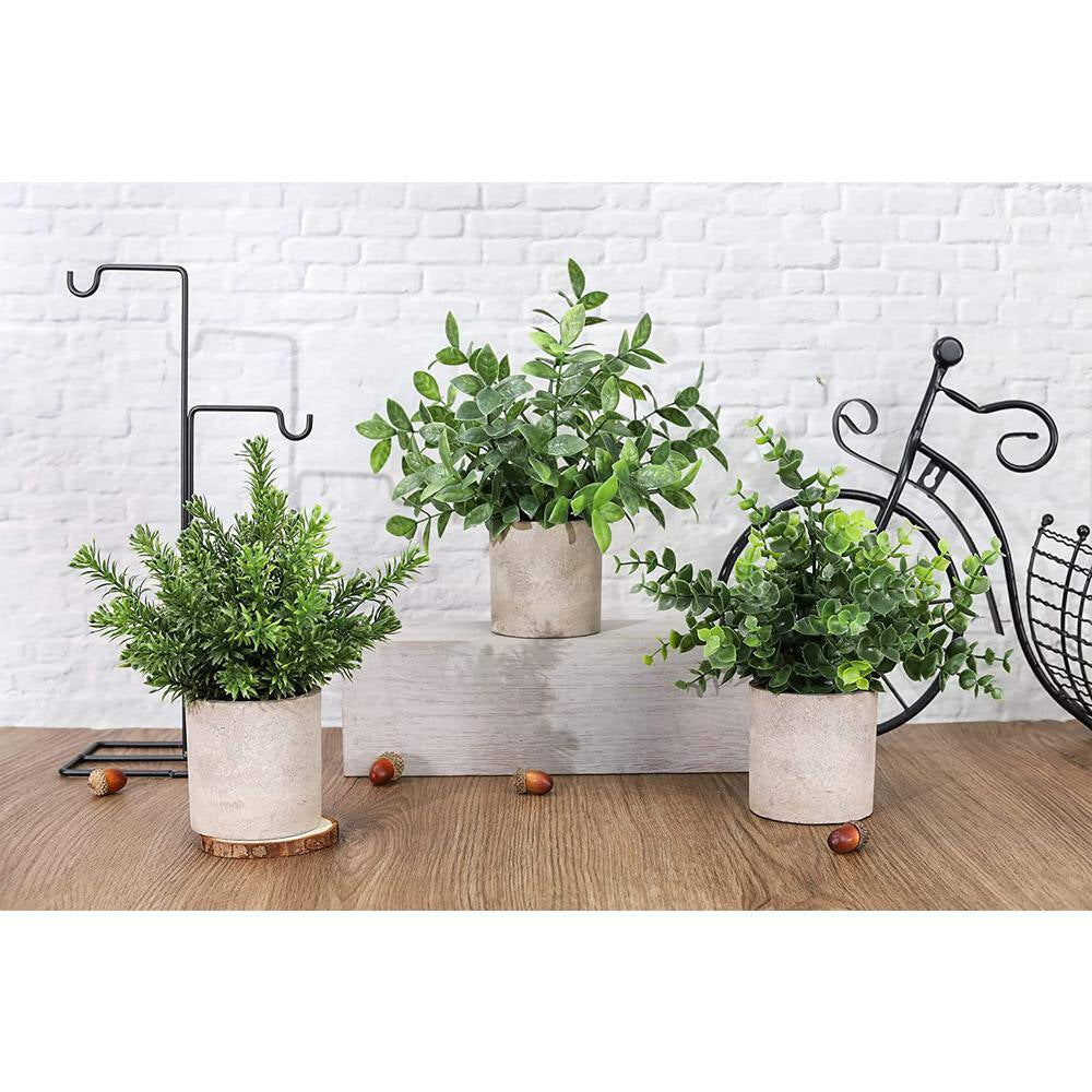 10 In. H Fake Plants Green Artificial Plastic Eucalyptus Plants (3-Pack)