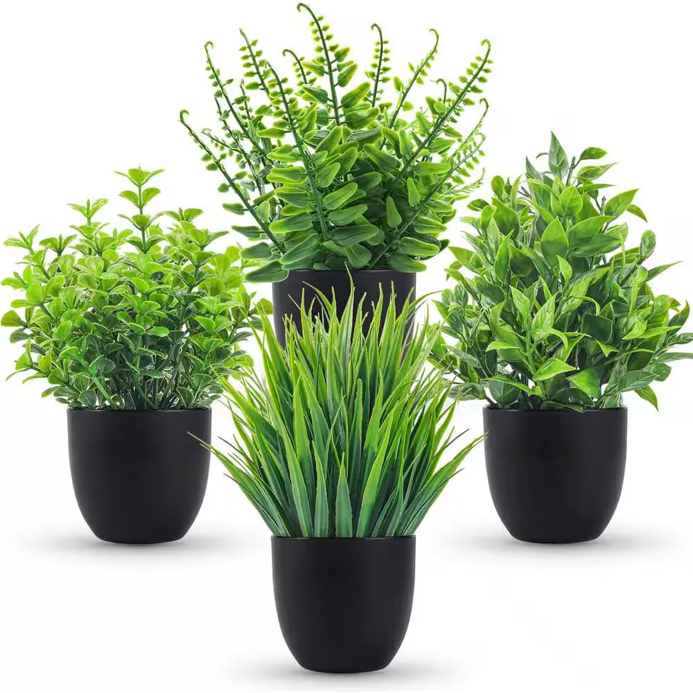 4-Packs Green Artificial Plants Small Faux Plants