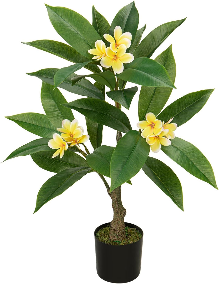 Artificial Plants Indoor 26.77'' Fake Tropical Plumeria Flowers Tree Plants in B