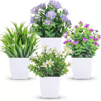 7.18 In. Green Indoor Artificial Fake Plants Mini Faux Plants, 4 Pack