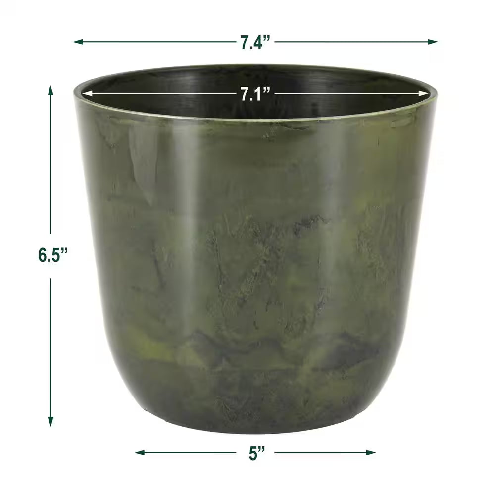 7.5 In. X 6.5 In. Marble Green Plastic Pot (2-Pack)