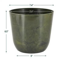 7.5 In. X 6.5 In. Marble Green Plastic Pot (2-Pack)