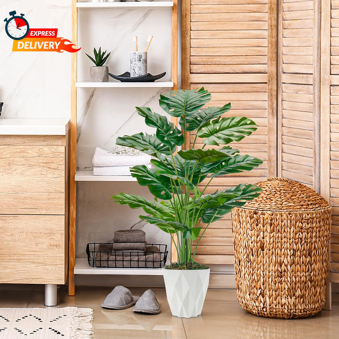 Der Rose 28" Tall Fake Plants Large Artificial Monstera Faux Potted Plants Indoo