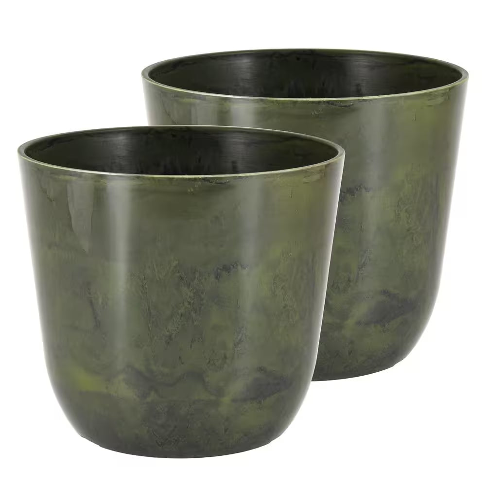 7.5 In. X 6.5 In. Marble Green Plastic Pot (2-Pack)