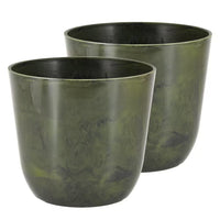 7.5 In. X 6.5 In. Marble Green Plastic Pot (2-Pack)