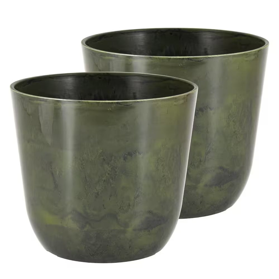 7.5 In. X 6.5 In. Marble Green Plastic Pot (2-Pack)