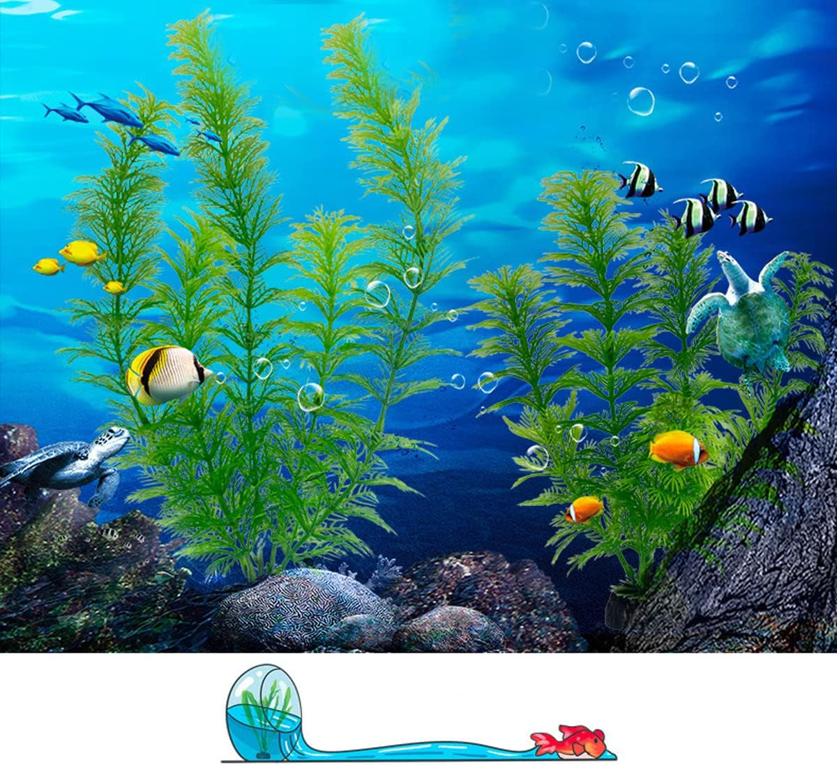 Fish Tank Decorations Plants, 11Pcs Aquarium Decorations Plants, Fish Aquarium Decor Artificial Plant, Fish Aquarium Accessories