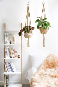 2 Pack Macrame Plant Hangers Indoor Hanging Planter Basket Decorative Flower Pot Holder Jute Rope for Indoor Outdoor Home Decor 4 Legs 40 Inch, Brown