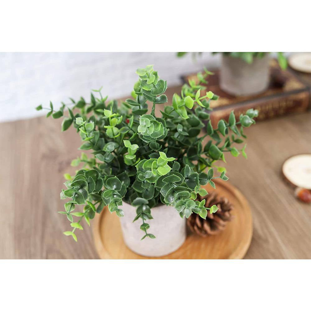 10 In. H Fake Plants Green Artificial Plastic Eucalyptus Plants (3-Pack)