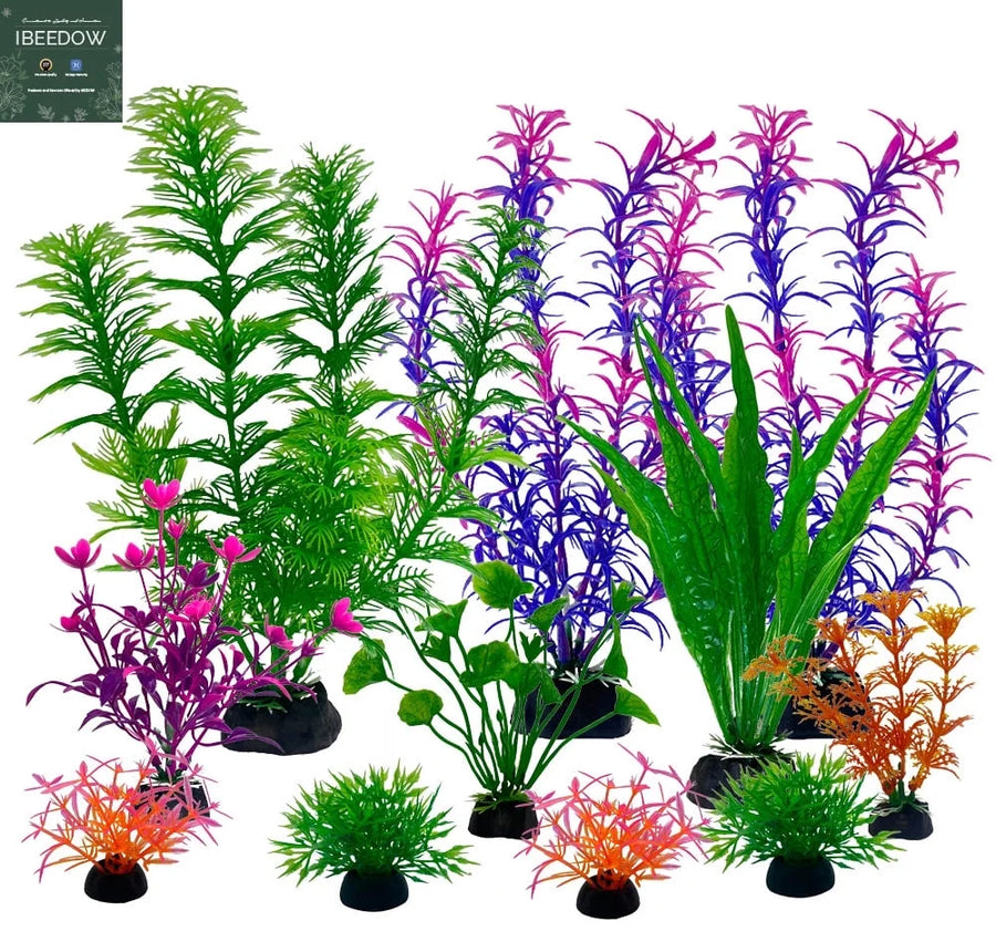 Fish Tank Decorations Plants, 11Pcs Aquarium Decorations Plants, Fish Aquarium Decor Artificial Plant, Fish Aquarium Accessories