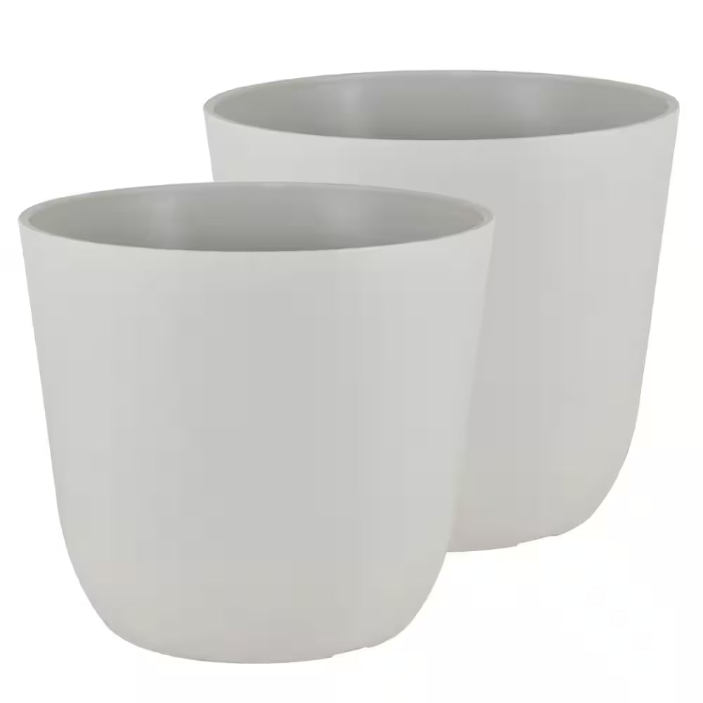 7.5 In. X 6.5 In. Smoke White Plastic Pot (2-Pack)