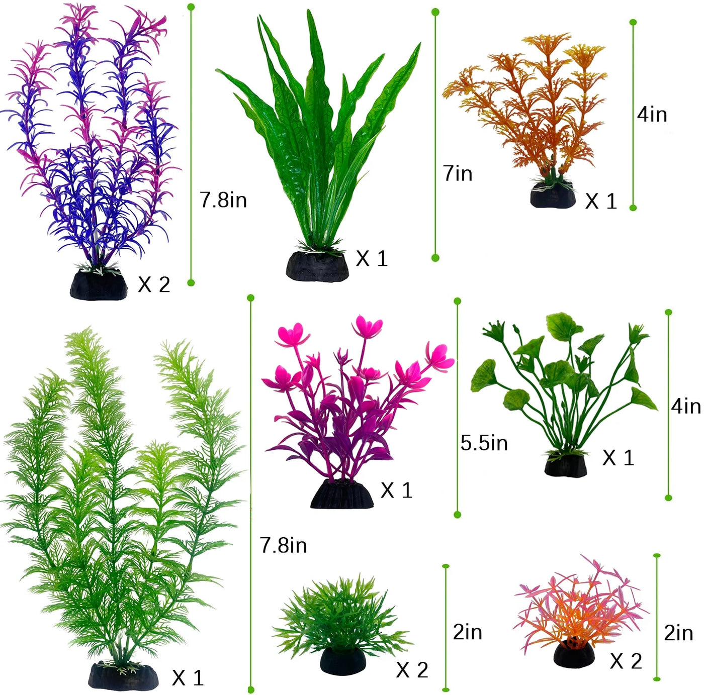 Fish Tank Decorations Plants, 11Pcs Aquarium Decorations Plants, Fish Aquarium Decor Artificial Plant, Fish Aquarium Accessories