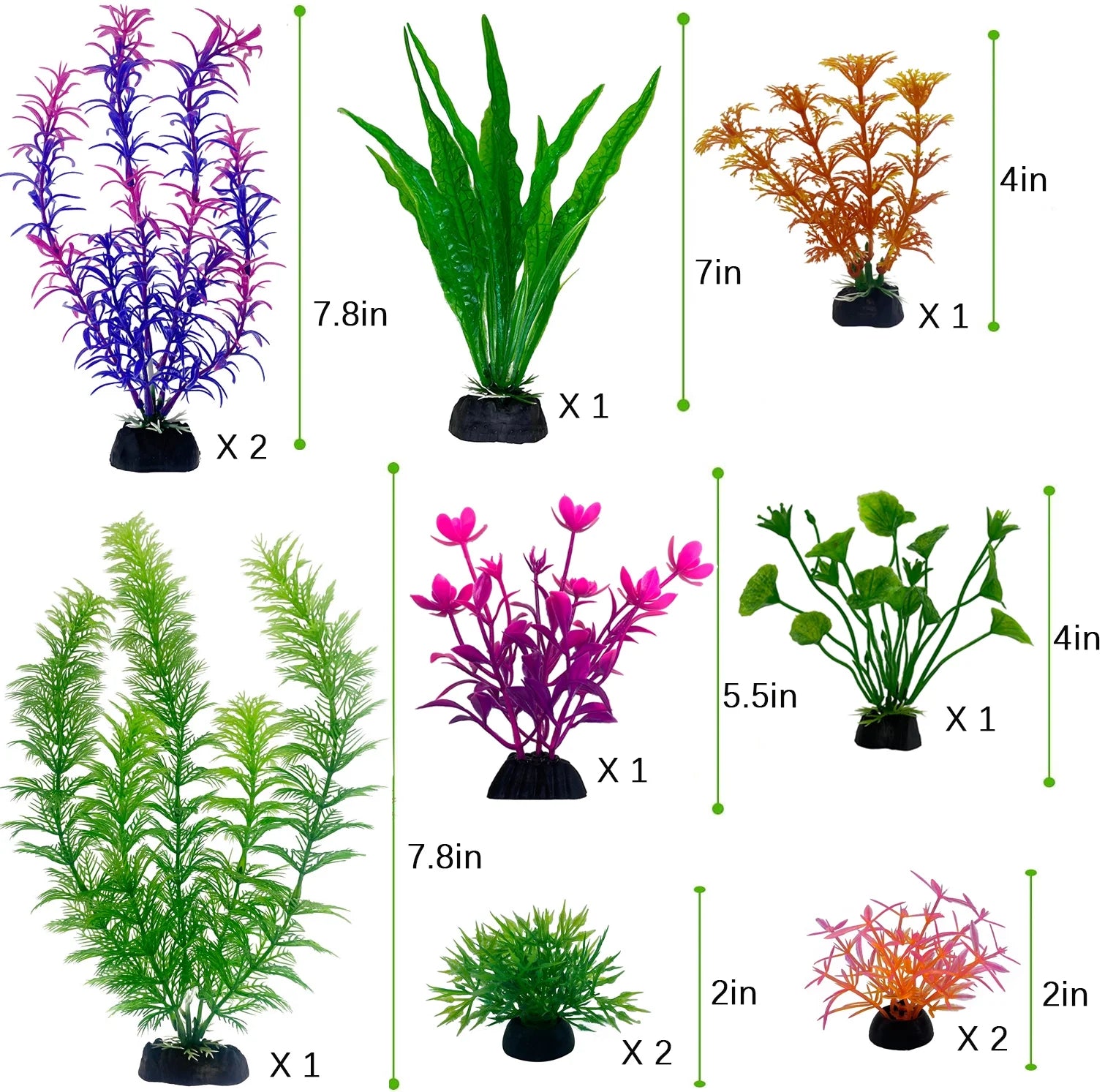 Fish Tank Decorations Plants, 11Pcs Aquarium Decorations Plants, Fish Aquarium Decor Artificial Plant, Fish Aquarium Accessories