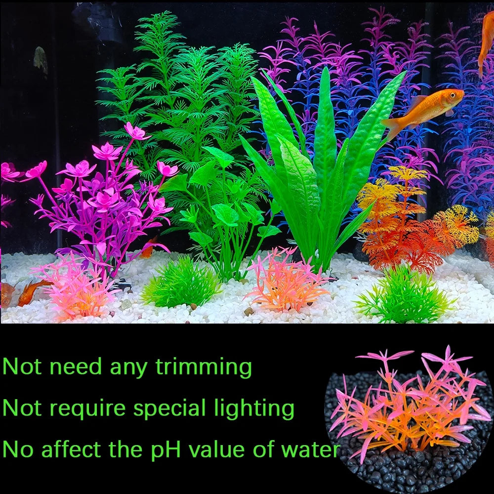 Fish Tank Decorations Plants, 11Pcs Aquarium Decorations Plants, Fish Aquarium Decor Artificial Plant, Fish Aquarium Accessories