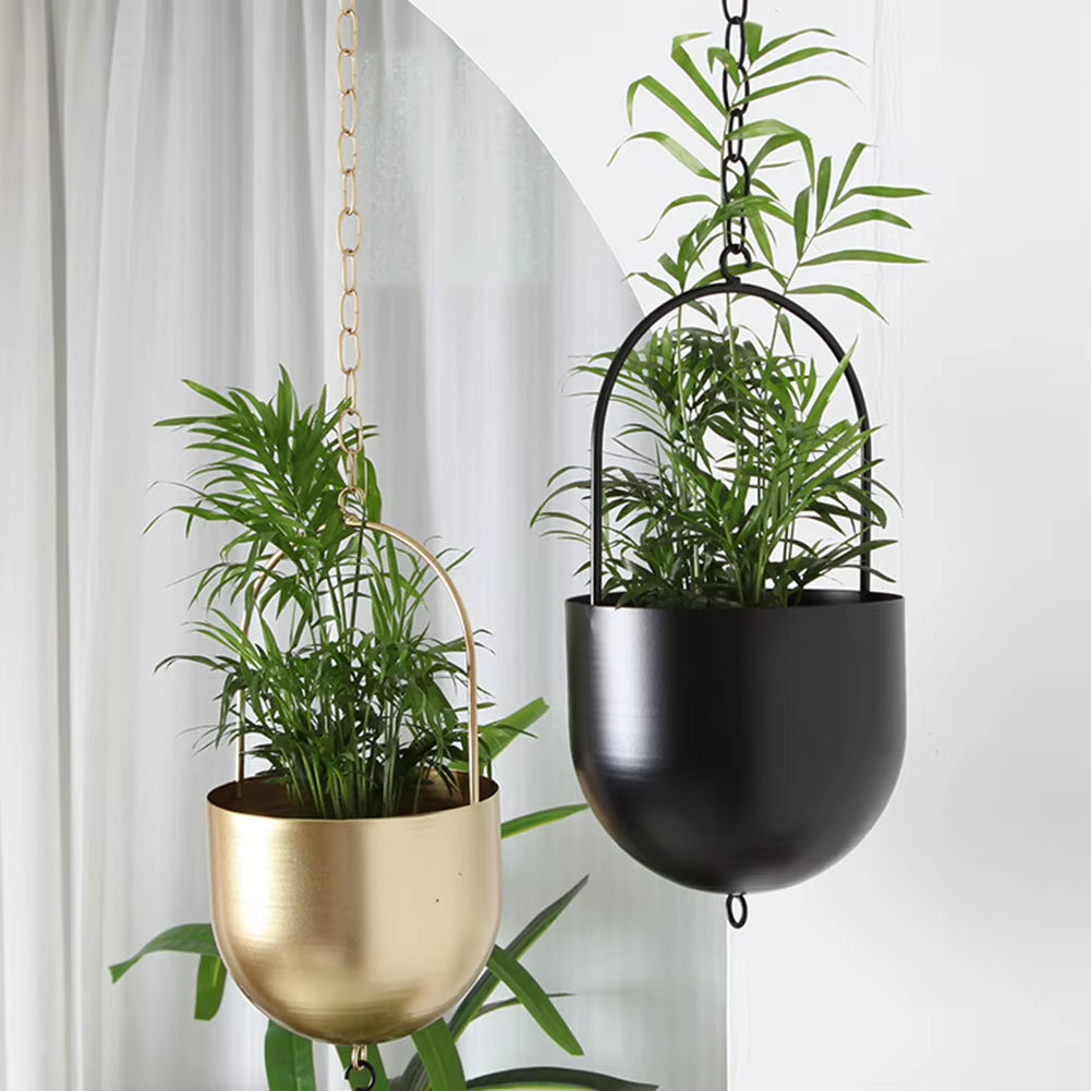 Hanging Planter Pots Minimalist Hanging Flower Pots Metal Hanging Plant Baskets Creative for Indoor Outdoor Garden Balcony