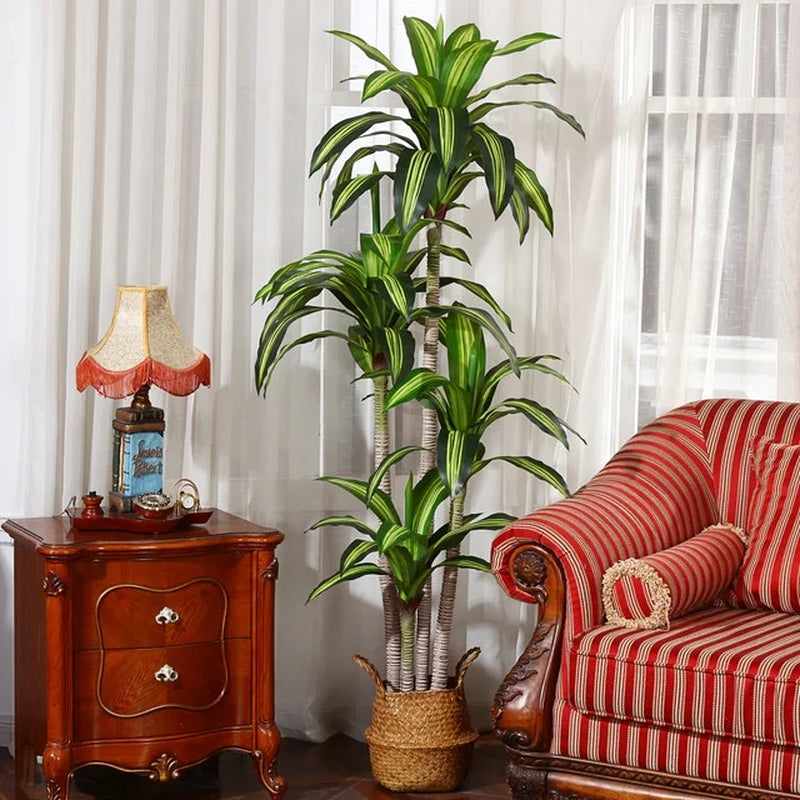 Artificial Plants, 6Ft Fake Dracaena Tree in Black Plastic Pot, Faux Plants Indoor Outdoor Decor, Silk Plants for Home Decor Office Porch Patio Perfect Housewarming Gift
