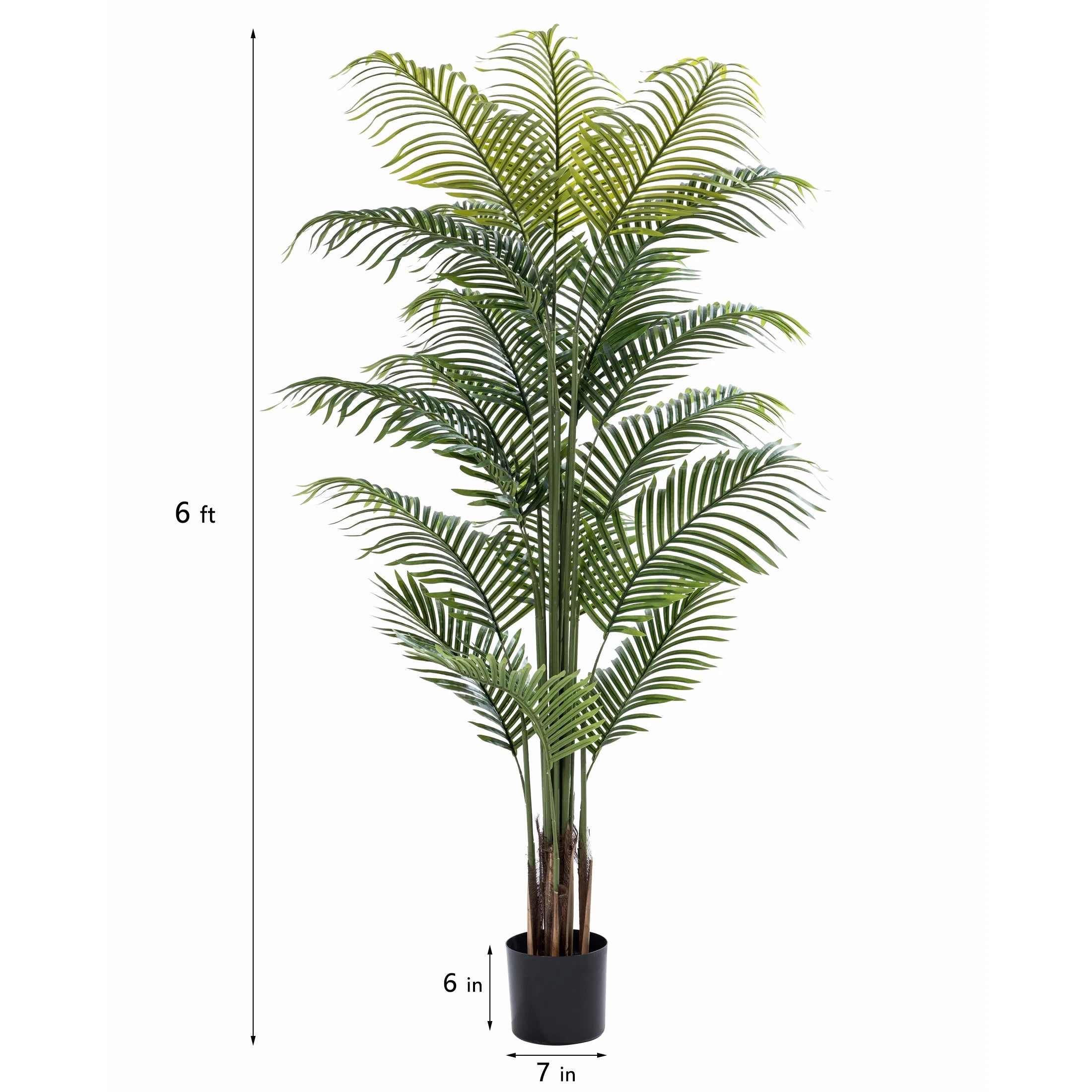 6Ft Artificial Palm Plants, 6Ft Fake Palm Tree, Pre Potted Faux Greenry Tree for Home Decor Office House Living Room Indoor Outdoor, Big Fake Plants Fake House Plants