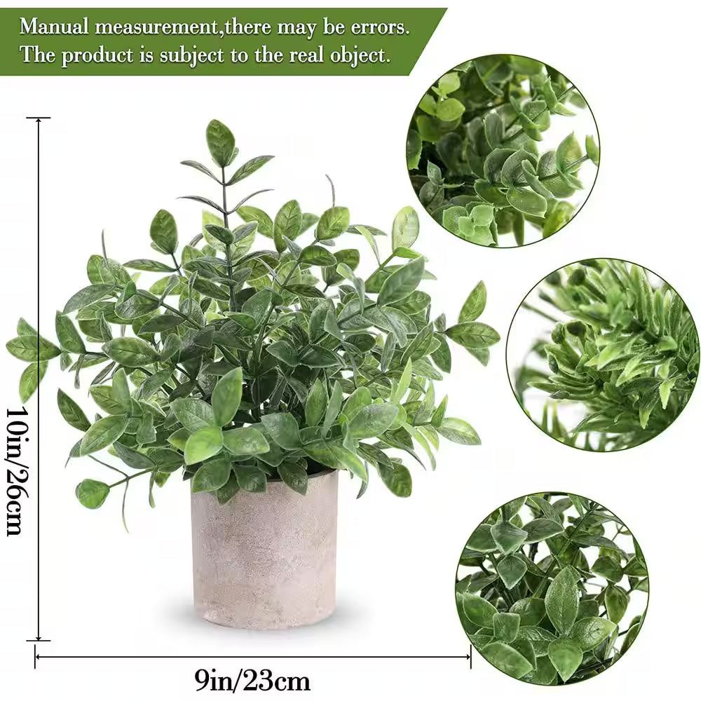 10 In. H Fake Plants Green Artificial Plastic Eucalyptus Plants (3-Pack)