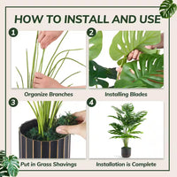 Plants in 28 In. Artificial Monstera Faux Plants Indoor for Living Room Home House Decor