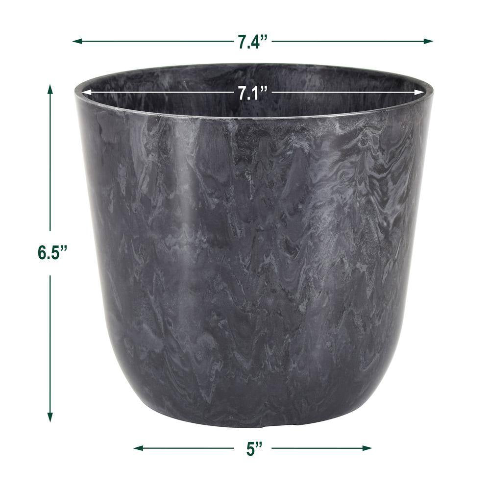 7.5 In. X 6.5 In. Marble Gray Plastic Pot (2-Pack)