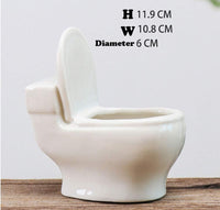 Ceramic White Toilet Plant Pot/Bonsai Pot/Flower Pot/Succulent Planter 4.6" Ideal Gifts for Women, Mom or Birthdays
