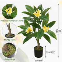 Artificial Plants Indoor 26.77'' Fake Tropical Plumeria Flowers Tree Plants in B