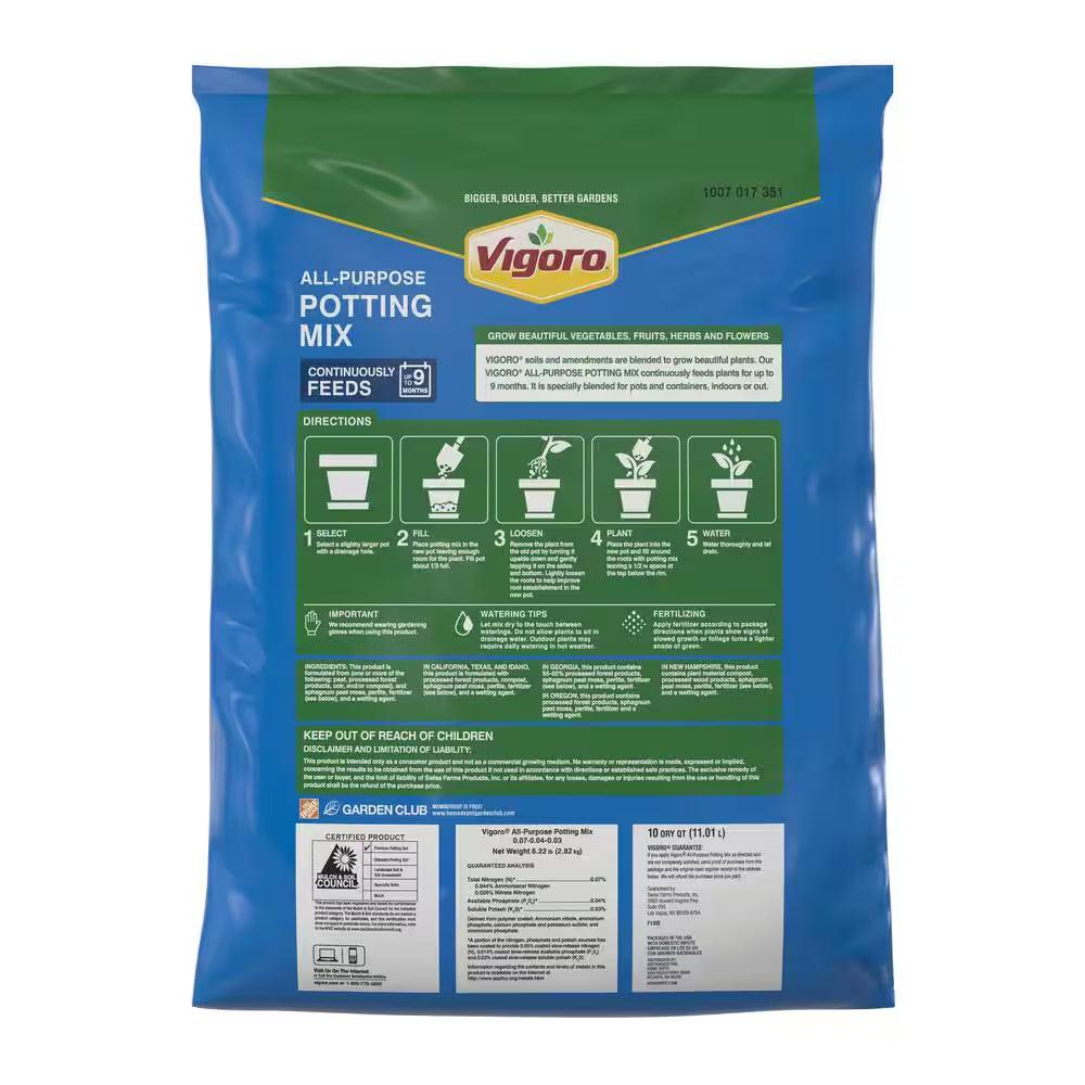 10 Qt. All Purpose Potting Soil Mix for Indoor or Outdoor Use for Fruits, Flowers, Vegetables and Herbs - Bumble Plants