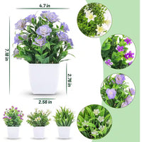 7.18 In. Green Indoor Artificial Fake Plants Mini Faux Plants, 4 Pack