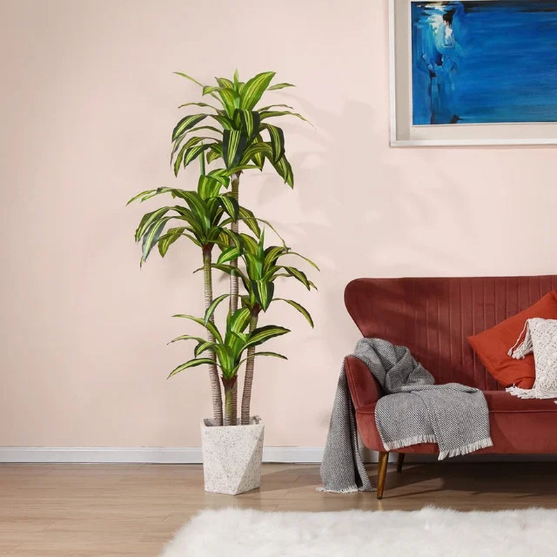 Artificial Plants, 6Ft Fake Dracaena Tree in Black Plastic Pot, Faux Plants Indoor Outdoor Decor, Silk Plants for Home Decor Office Porch Patio Perfect Housewarming Gift