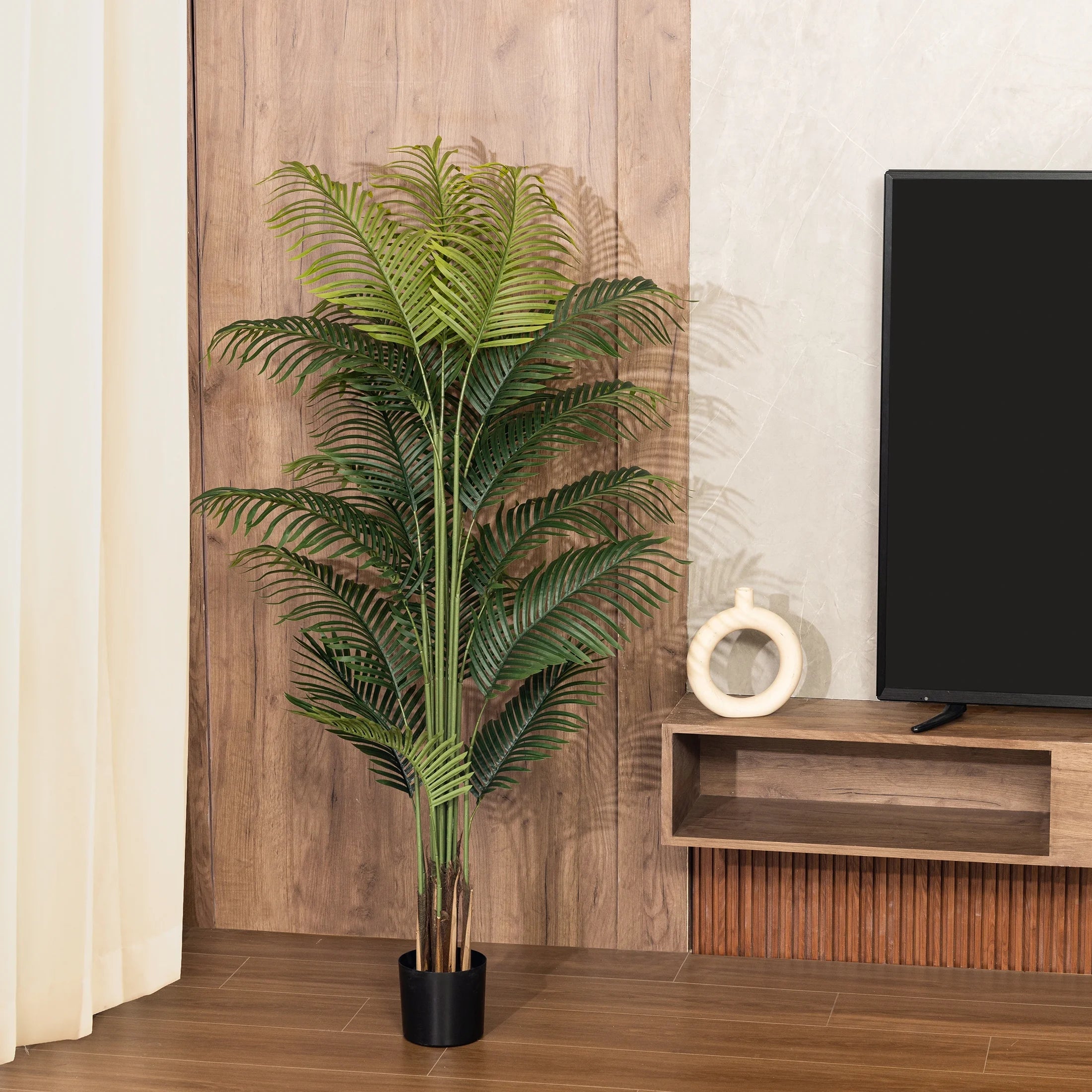 6Ft Artificial Palm Plants, 6Ft Fake Palm Tree, Pre Potted Faux Greenry Tree for Home Decor Office House Living Room Indoor Outdoor, Big Fake Plants Fake House Plants
