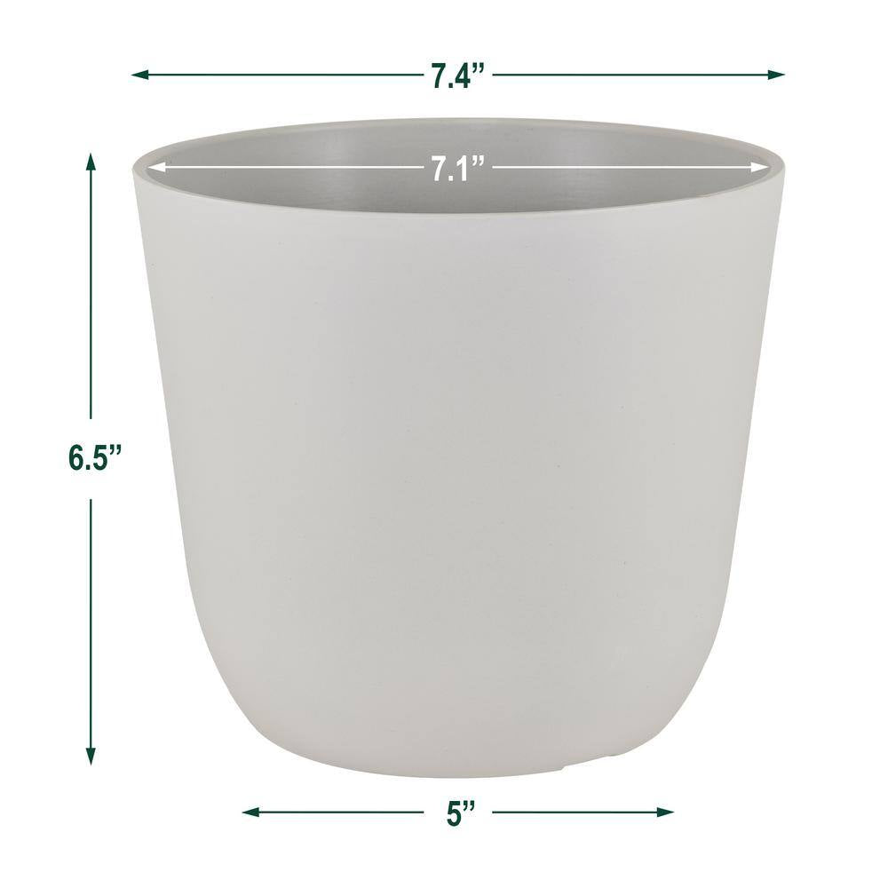 7.5 In. X 6.5 In. Smoke White Plastic Pot (2-Pack)
