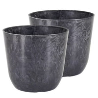 7.5 In. X 6.5 In. Marble Gray Plastic Pot (2-Pack)