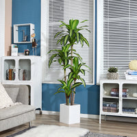 Artificial Plants, 6Ft Fake Dracaena Tree in Black Plastic Pot, Faux Plants Indoor Outdoor Decor, Silk Plants for Home Decor Office Porch Patio Perfect Housewarming Gift