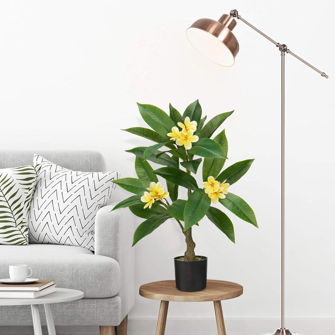 Artificial Plants Indoor 26.77'' Fake Tropical Plumeria Flowers Tree Plants in B