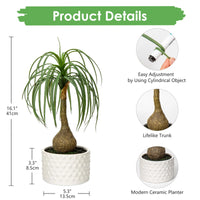 16" Fake Plants Artificial Potted Plants Artificial Ponytail Palm Plant in Pots Faux Bonsai Plants Home Decor