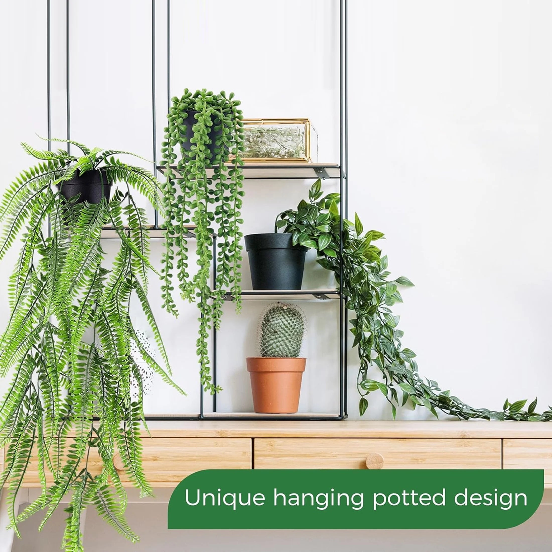 4 Pack Fake Hanging Plants Artificial Decor Faux Potted Greenery Hanging Plants Indoor for Room Home Shelf Outdoor Decor