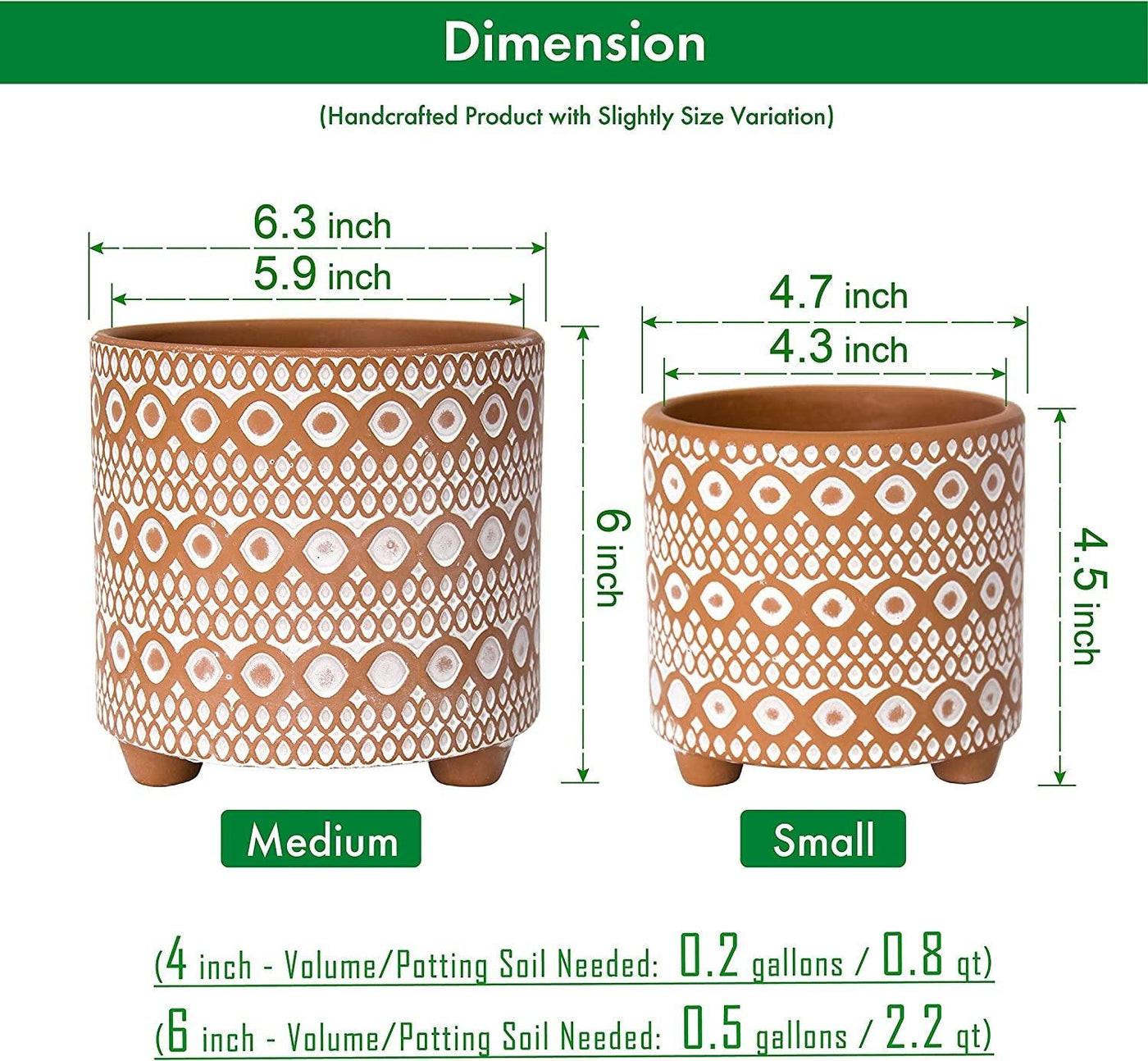 Sahara Grove Moroccan Terracotta Planter Pot (Set of 2) -4 & 6 Inch - Bumble Plants