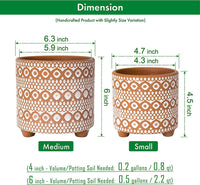 Sahara Grove Moroccan Terracotta Planter Pot (Set of 2) -4 & 6 Inch - Bumble Plants