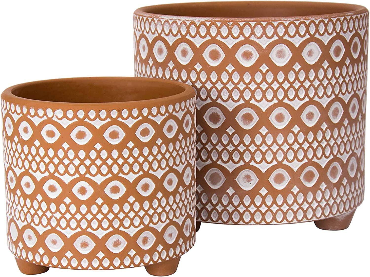 Sahara Grove Moroccan Terracotta Planter Pot (Set of 2) -4 & 6 Inch - Bumble Plants